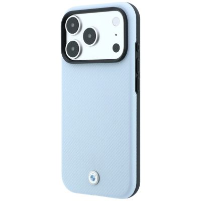2. BMW Kevlar Metal Logo MagSafe Case for iPhone 18 Pro Max / 17 Pro Max – Blue