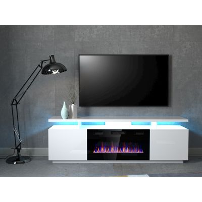 5. EVA TV cabinet with electric fireplace 180x40x52 white/white gloss