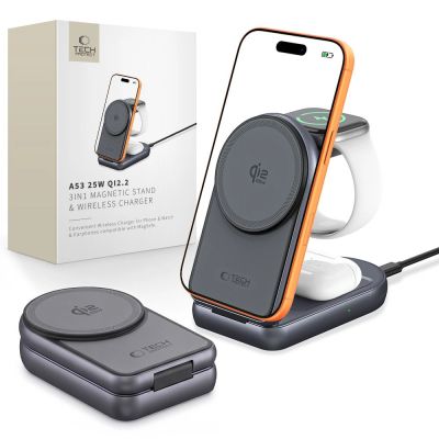 Tech-Protect A53 3in1 MagSafe 25W QI2.2 Wireless Charger - Dark Gray