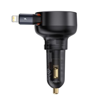 2. Baseus Enjoyment Pro 55W USB-A Car Charger with Retractable Lightning Cable - Black