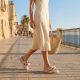8. Women's leather wedge sandals with a flower, beige Filippo DK7636