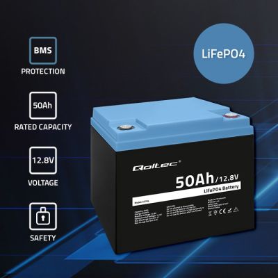 2. QOLTEC LIFEPO4 LITHIUM IRON PHOSPHATE BATTERY | 12.8V | 50AH | 640WH | BMS