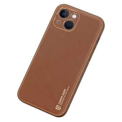 4. Dux Ducis Yolo iPhone 14 case elegant brown faux leather cover