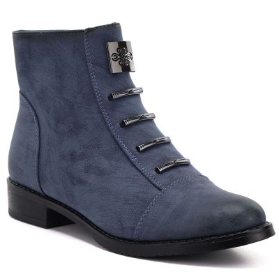 5. Women's blue flat ankle boots M.Daszyński SA62-126