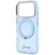 7. Guess IML Ring Stand 360 Script Metal Logo MagSafe Case for iPhone 17 Pro / 18 Pro - Light Blue