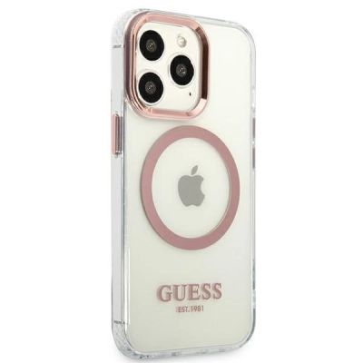 4. Guess Metal Outline MagSafe Case for iPhone 13 Pro / iPhone 13 - Pink