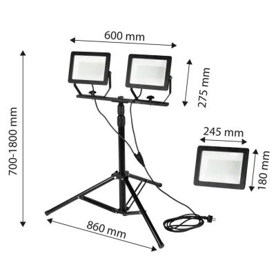 10. Double spotlight 2x100W SMD LED 2 x 8500lm on a 1.8m stand