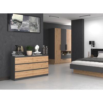 3. Chest of drawers M6 140 138x40xH77 anthracite/artisan