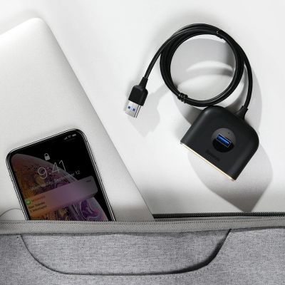 13. HUB Baseus Square USB-A to 1x USB-A 3.2 Gen 1 / 3x USB 2.0 with 1m cable - black