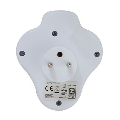 5. ESPERANZA ELECTRIC SPLITTER 2 OUTLETS USB-C USB-A ON WHITE ELK311W