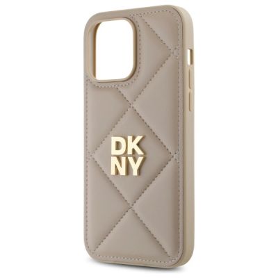 6. DKNY Quilted Stack Logo iPhone 14 Pro Case - Beige