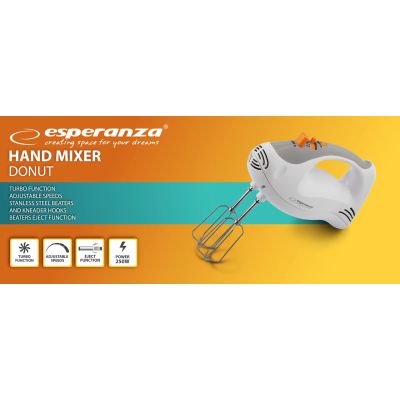 8. Esperanza Donut EKM009 hand mixer (250W; white)