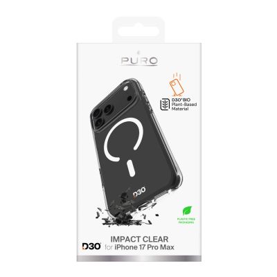 2. Puro Impact Clear D3O TPU+PC Case Compatible with MagSafe for iPhone 17 Pro Max - Transparent