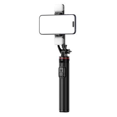 9. Selfie stick WC12YDS 1.3m aluminum alloy telescopic tripod with dual lamp and phone holder - black