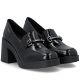 4. Women's patent leather high-heeled loafers, black, Rieker 58051-00