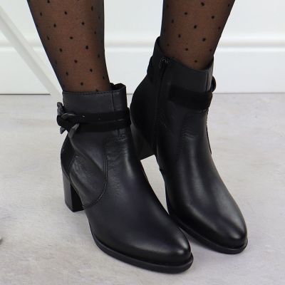 7. Women's leather ankle boots with a black heel, Rieker Y2066-00