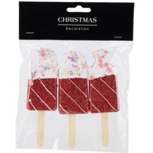 ICE CREAM HANGING DECORATION BALL 3 PCS RED