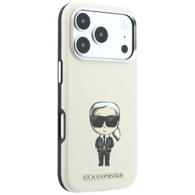 5. Karl Lagerfeld Smooth Ikonik Sketch MagSafe Case for iPhone 18 Pro / 17 Pro - Beige