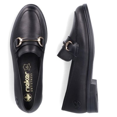 11. Women's leather moccasin shoes black Rieker 46262-01