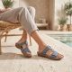 7. Comfortable women's flip-flops with Velcro, blue, Rieker 60885-12