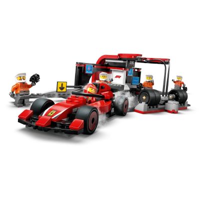 4. LEGO CITY 60443 F1 Pit Stop and Mechanics with Ferrari Car