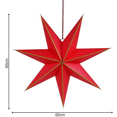 6. DECORATIVE HANGING PAPER STAR FSC 18x60CM RED 7 ARMS MICA
