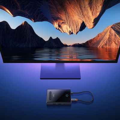 8. Baseus PioneerJoy 8-in-1 USB-C hub HDMI 4K@60Hz + HDMI 4K@30Hz + DisplayPort 8K@30Hz + VGA + 2 x USB-A 3.0 + 2 x USB-C - gray
