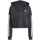 8. Women's adidas Essentials 3-Stripes French Terry Quarter-Zip Hoodie Black JN1956