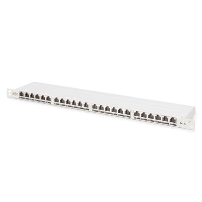 High density patch panel 19'' 24x RJ45, LSA level, cat.6A, shielded, 0.5U, gray, cable guide