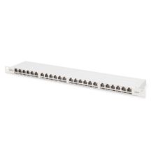 High density patch panel 19'' 24x RJ45, LSA level, cat.6A, shielded, 0.5U, gray, cable guide