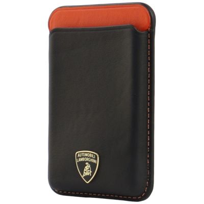 2. Lamborghini Urus D8 Genuine Leather MagSafe Magnetic Phone Wallet - Black and Red