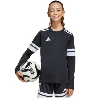 16. adidas Squadra 25 Long Sleeve Jersey for Kids Black and White JJ0047