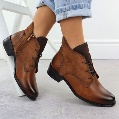 10. Women’s Camel Winter Ankle Boots Jezzi ASA198-15