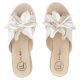4. Women's leather wedge sandals with a flower, white Filippo DK7636