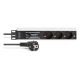 5. PDU Rack 19" power strip with surge protection + EMI/RFI filter, 7 Schuko CEE 7/3 (45°) sockets, 2m cable, Unischuko CEE 7/7 plug, 16A, aluminum