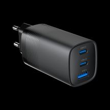 GEMBIRD FAST USB CHARGER POWER DELIVERY USB TYPE C, 3X USB, 65W, GAN BLACK