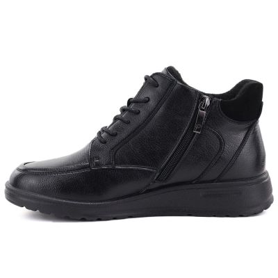 3. Women’s black leather wedge ankle boots with warm lining Potocki JE19502