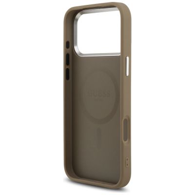 7. Guess Grained Triangle Logo MagSafe case for iPhone 17 Pro Max - brown