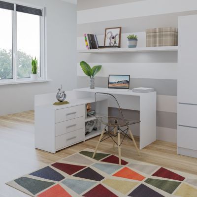 3. Corner desk + chest of drawers DANY 120x50xH76 white