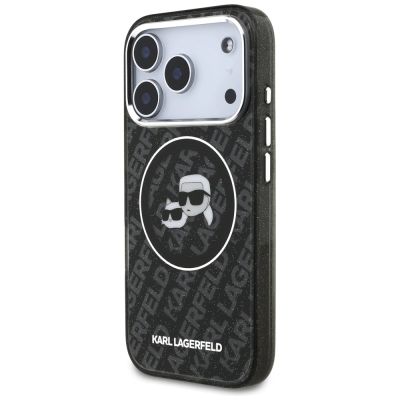 2. Karl Lagerfeld IML Glitter Karl&Choupette Heads Logo MagSafe Case for iPhone 17 Pro - Black
