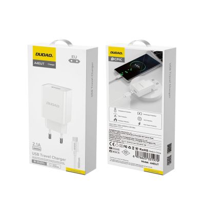 3. Dudao A4EU USB-A 2.1A wall charger - white + USB-A - USB-C cable