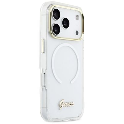 4. Guess IML Gradient Script Metal MagSafe Case for iPhone 17 Pro - White