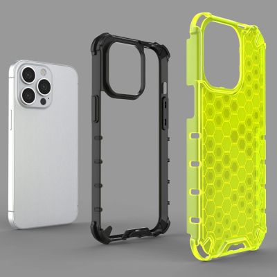 6. Honeycomb Case armor cover with TPU Bumper for iPhone 13 Pro green