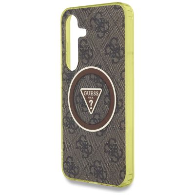 6. Guess 4G Glitter Triangle Buttons MagSafe Case for Samsung Galaxy S25 Brown