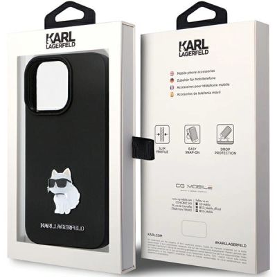 8. Karl Lagerfeld KLHCP13LSMHCNPK case for iPhone 13 Pro / 13 - black Silicone C Metal Pin
