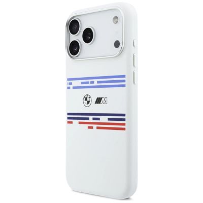 2. BMW M Silicon Horizontal Line MagSafe Case for iPhone 17 Pro Max - White