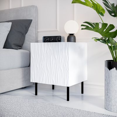 3. Nightstand 2 pcs. JUNGLE 53.5x40.5x44 white matt + black legs