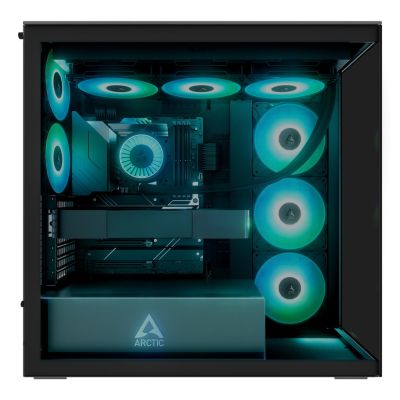 11. Arctic Xtender Schwarz Glasfenster case ohne GPU mount