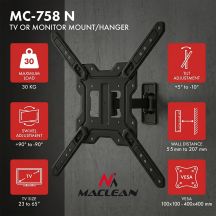 MACLEAN MOUNT / HANGER FOR TV OR MONITOR, MAX. 23-65", MAX. LOAD 30KG, UNIVERSAL, MAX. VESA 400X400 MC-758 N