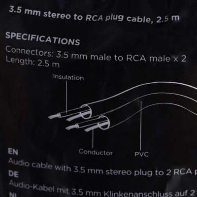 5. GEMBIRD CCA-458-2.5M cable (2x Cinch M - Mini Jack M; 2.5m; black)